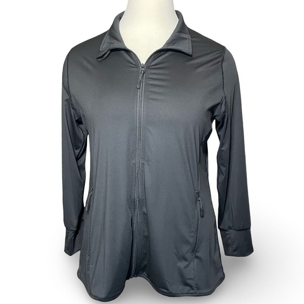 Woman’s Black Activewear Jacket, Cadet Collar Neck, Zipper Pockets, Sz. 2X, NWOT